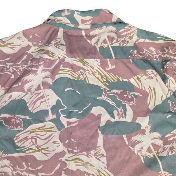 Savage Tacticians Shirt Mens Small‎ Helicopter Camo Hawaiian Snap Buttons - Picture 5 of 8